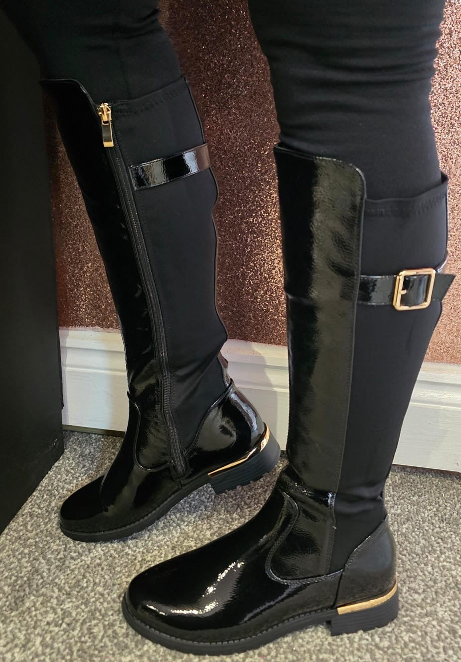Aria knee High Boots - Black Patent
