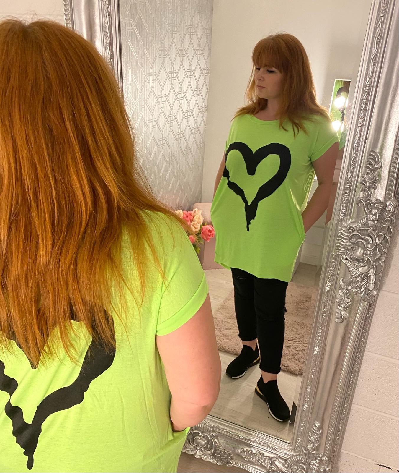 Curve Painted Heart Top - 5 Colours