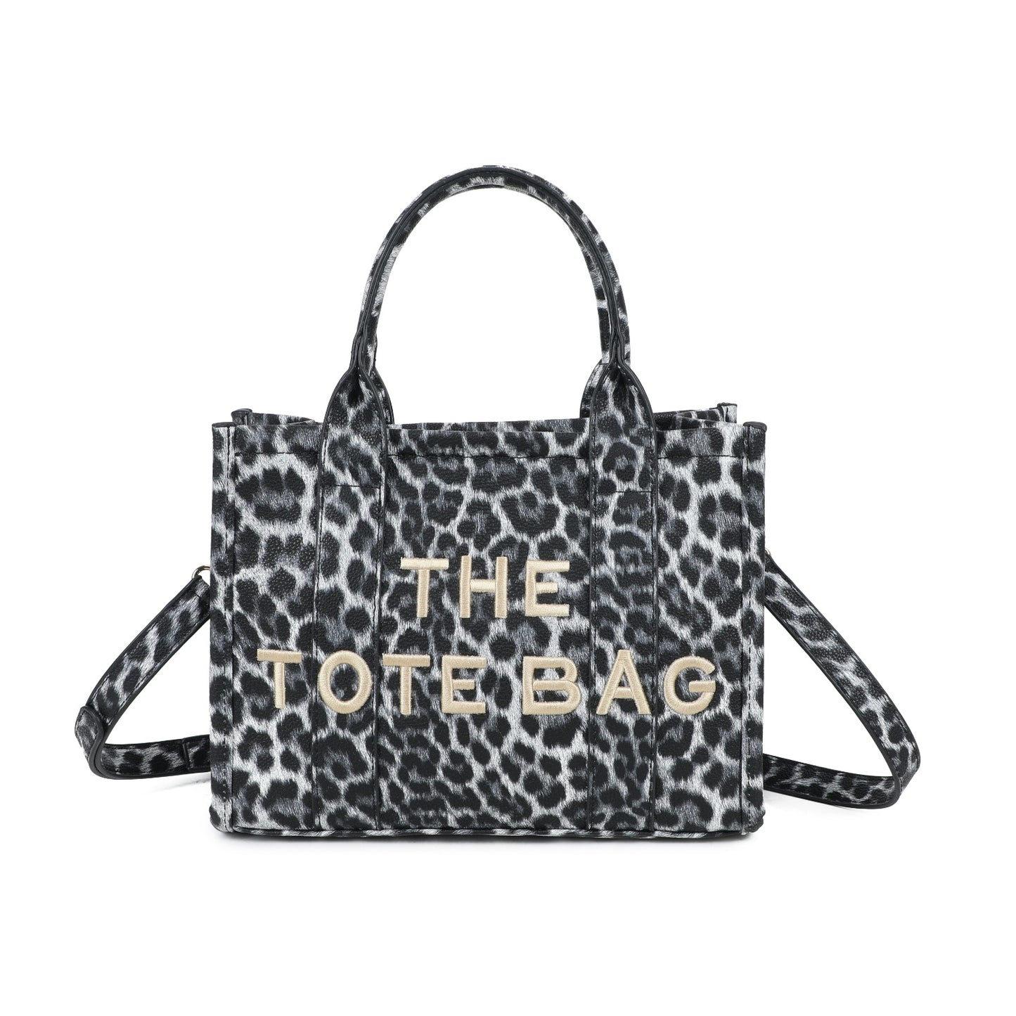 Small leopard bag and purse set - Black