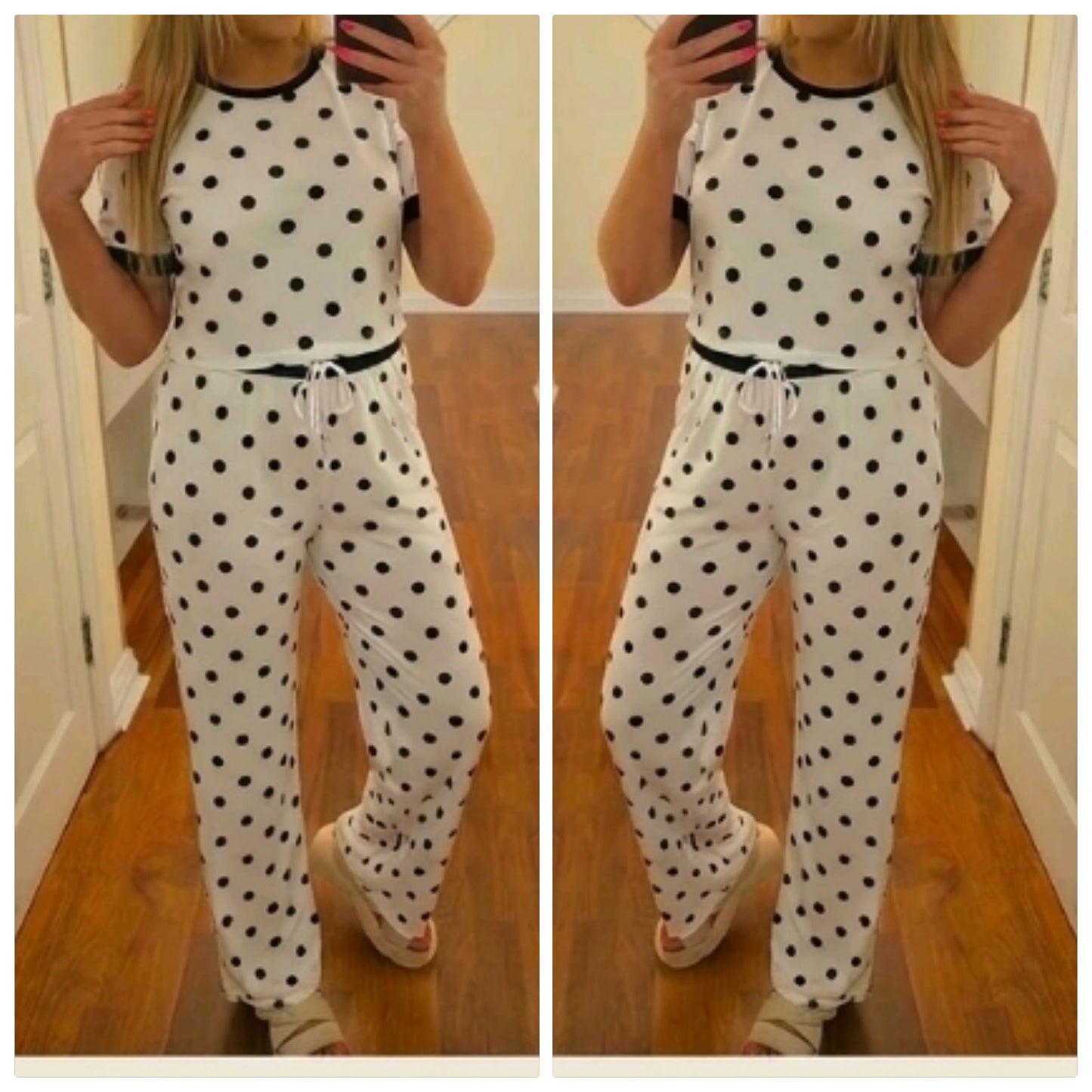 Polka Dot Coord Set - White