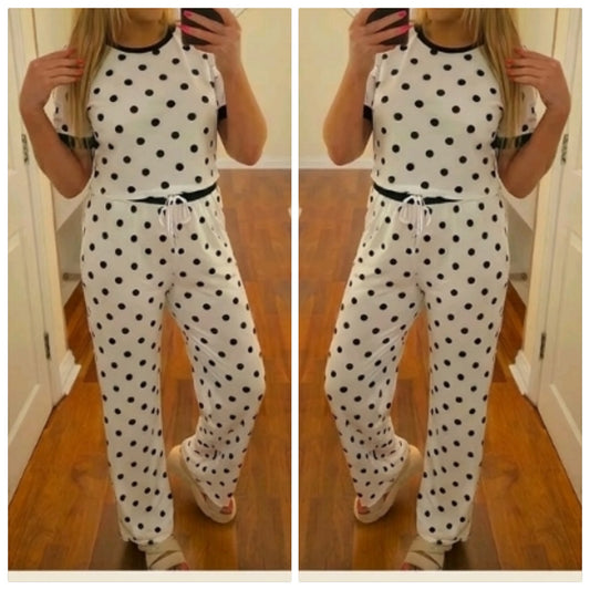 Polka Dot Coord Set - White