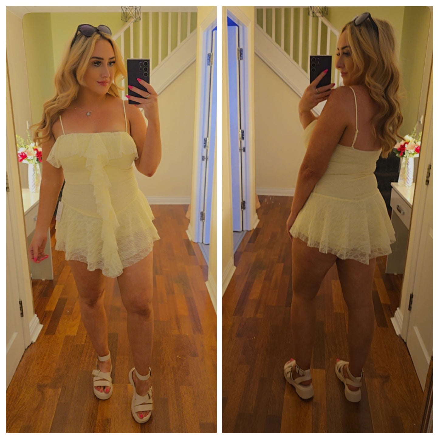 Lace Playsuit - Yellow