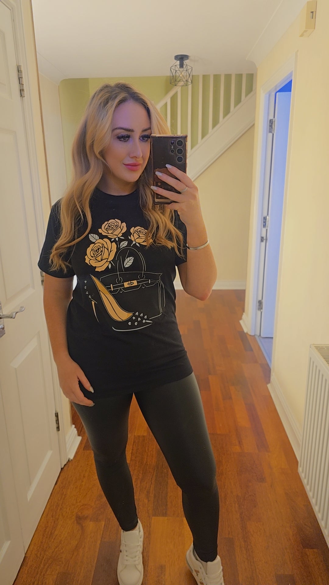 Tara Heels and Handbag T shirt - Black