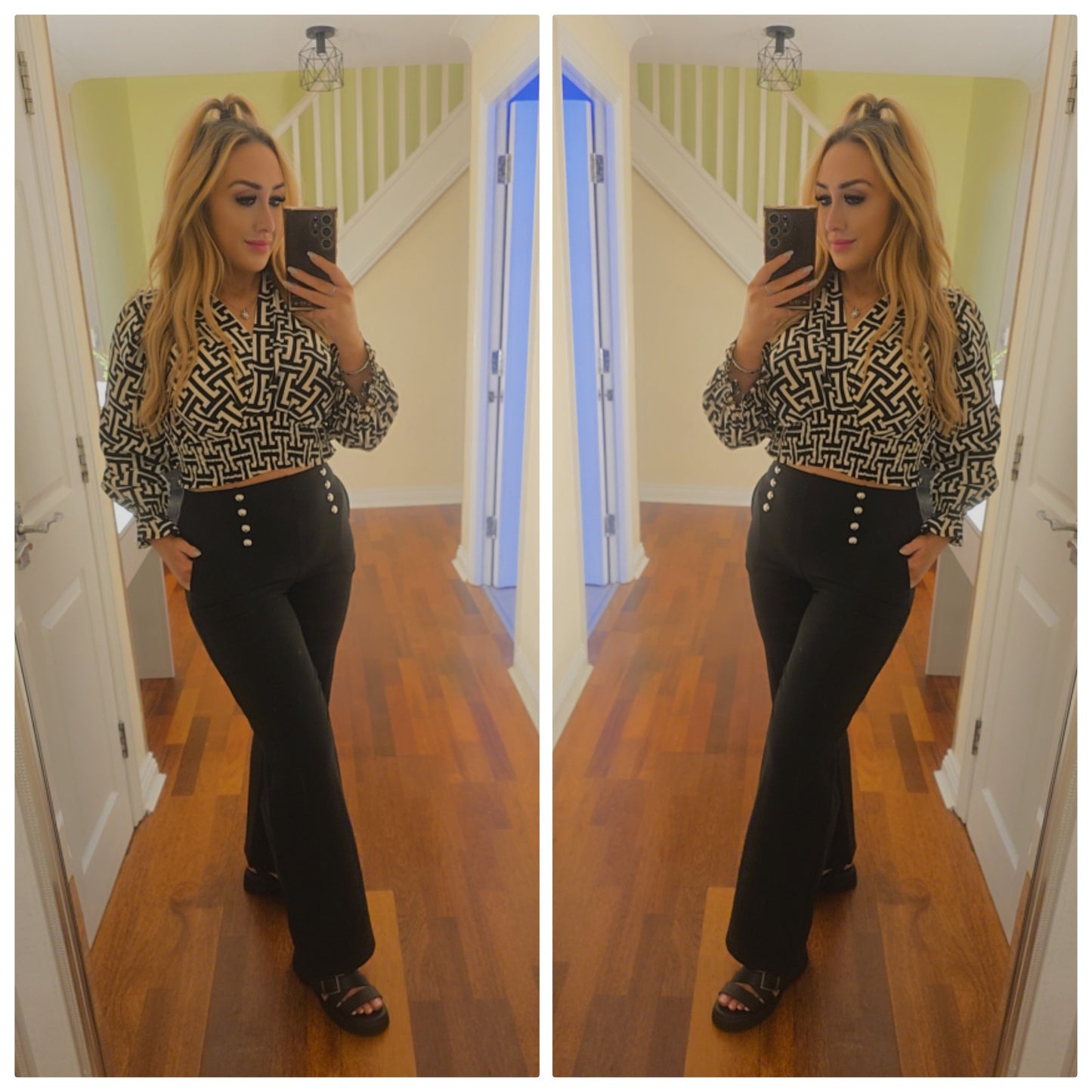 Rachel Crop top - Black/Cream