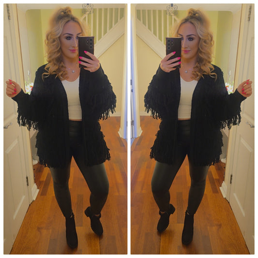 Nina Tassel Cardigan - Black
