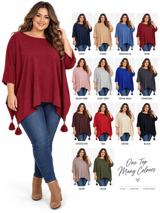 Round neck Tassle Waterfall jumpers - 14 Colours