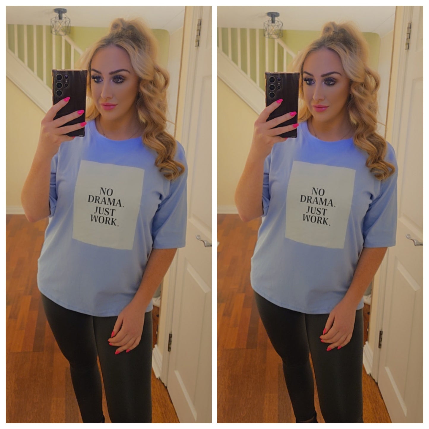 No Drama Just Work Top - Baby blue