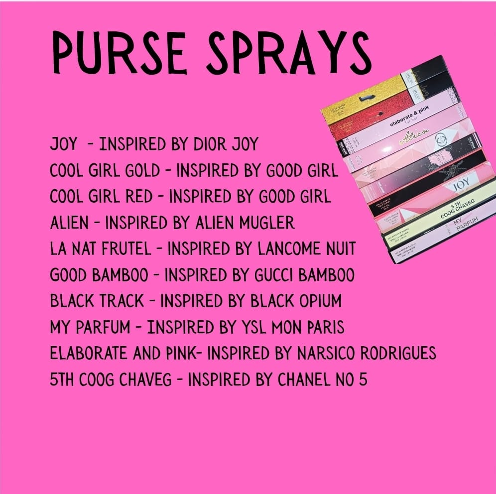 Purse perfume Sprays - 10 Scents