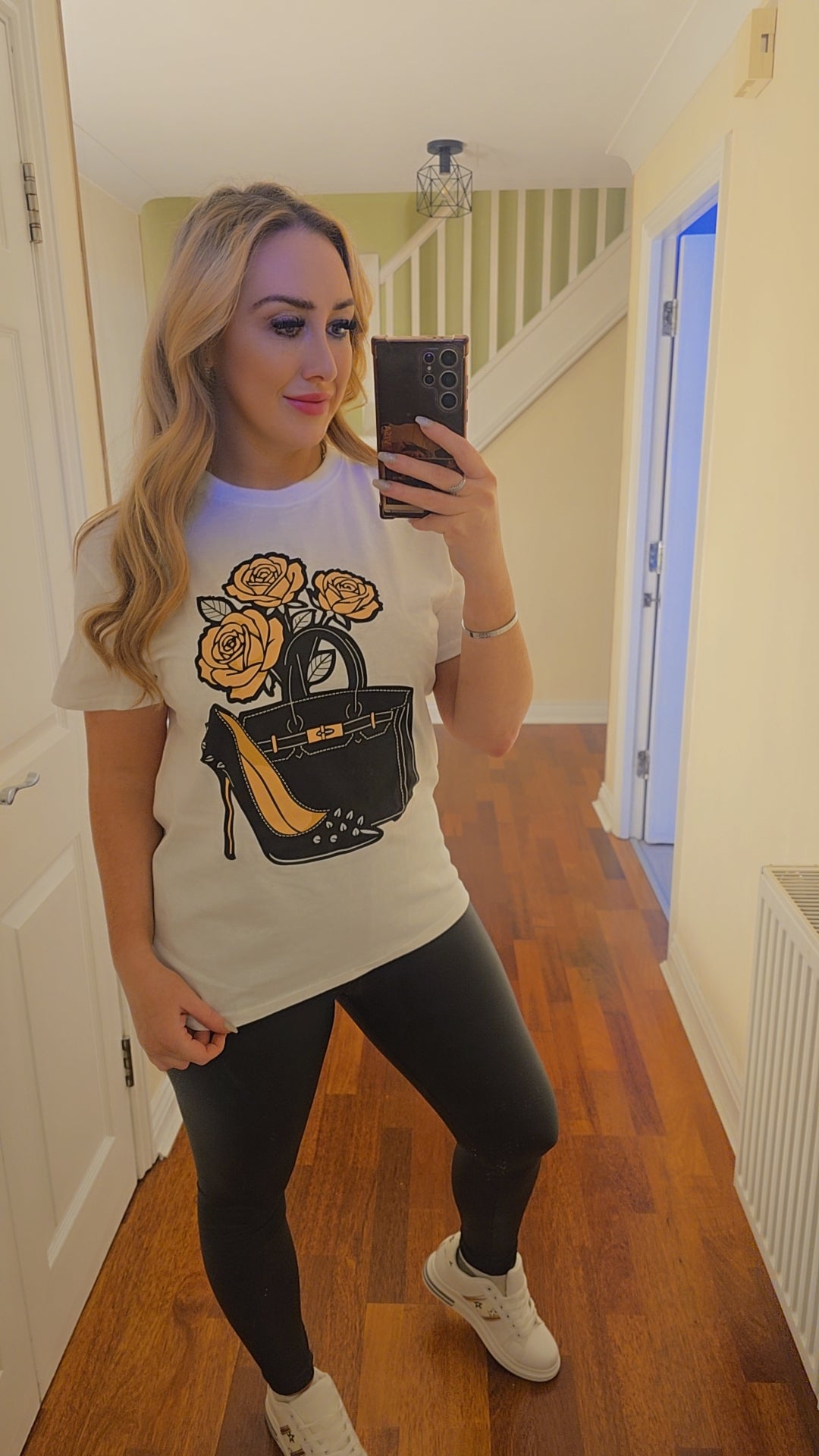 Tara Heels and Handbag T shirt - White
