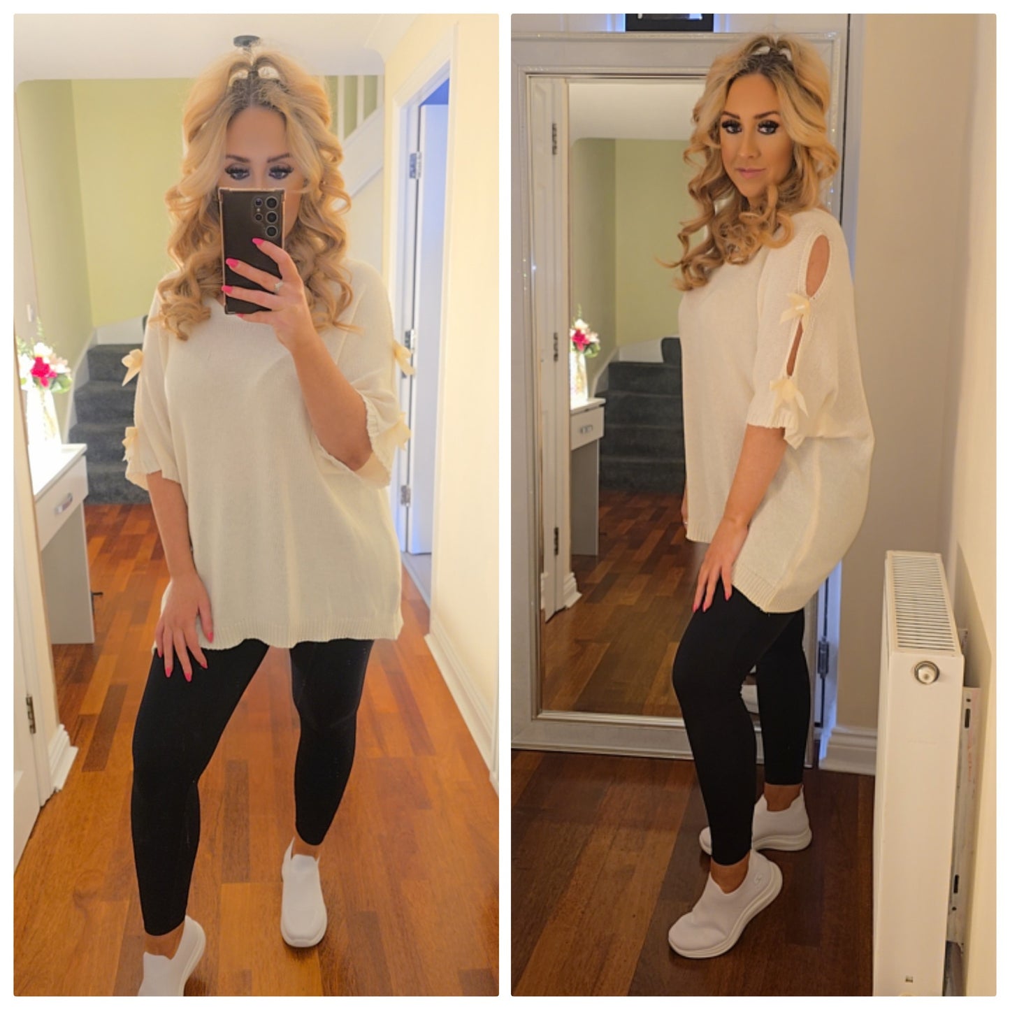 Bow sleeve jumper - cream