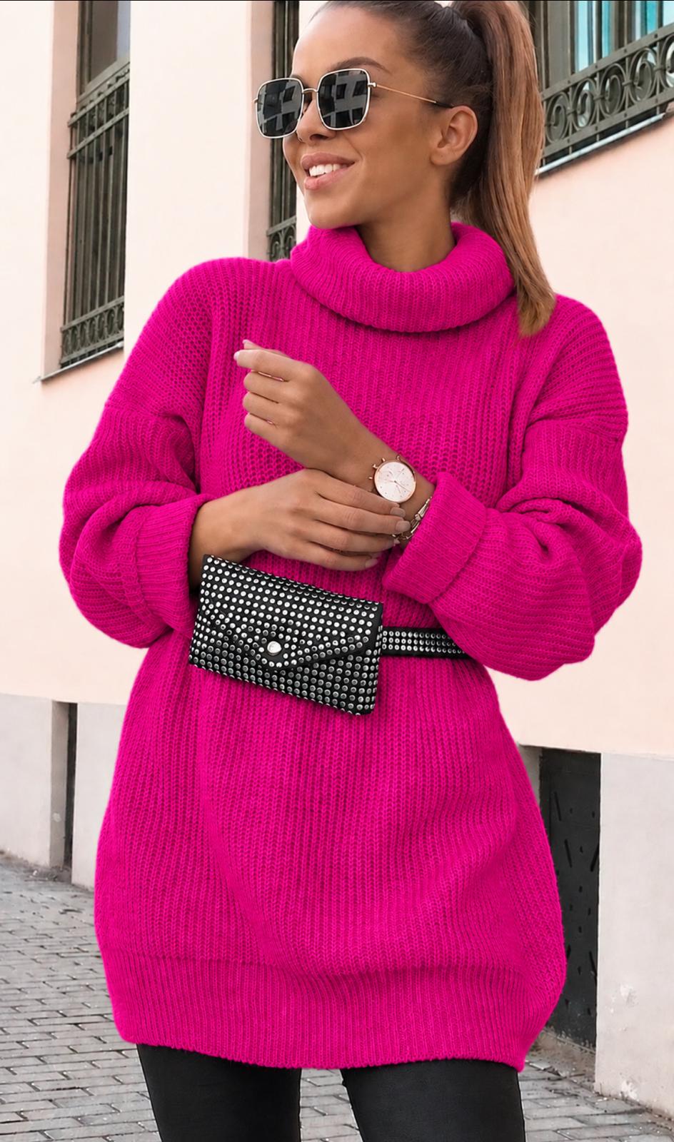 Roll Neck oversized jumper dress - 14 Colours