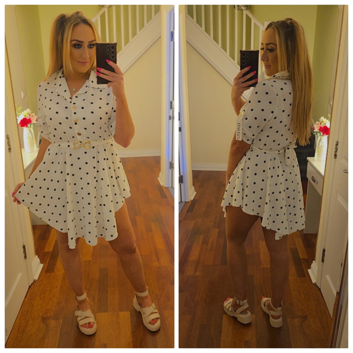Jasmin Polka Dot Dress - White
