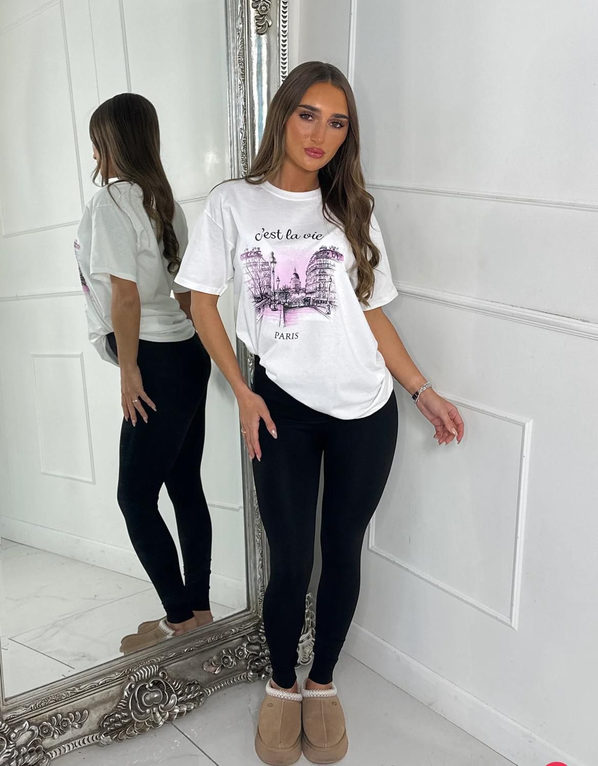 C'est la Vie print oversized top - 2 Colours