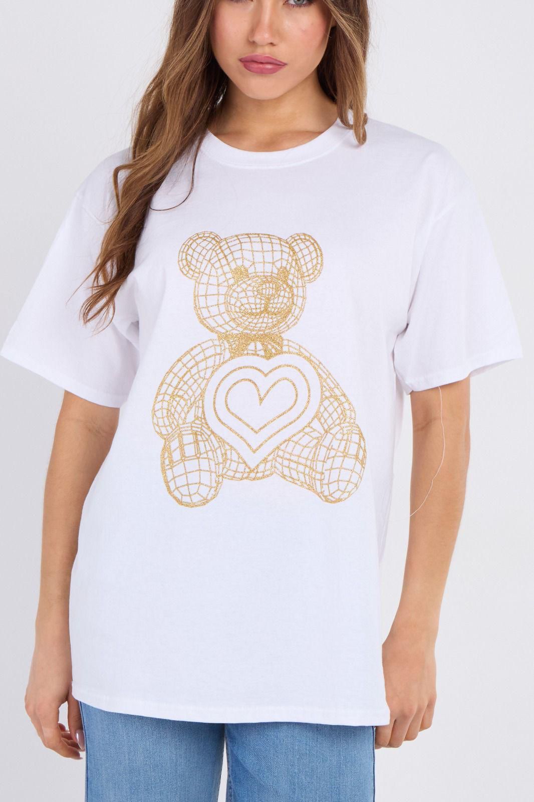 Sparkle Teddy print oversized top - 2 Colours