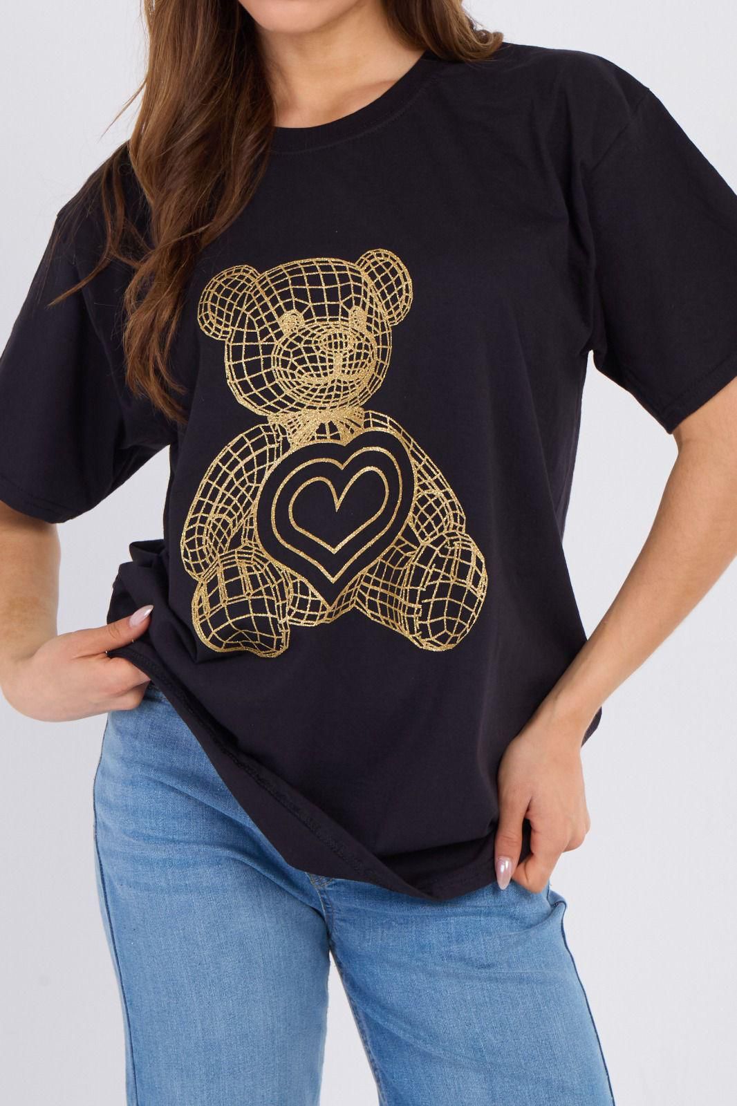 Sparkle Teddy print oversized top - 2 Colours