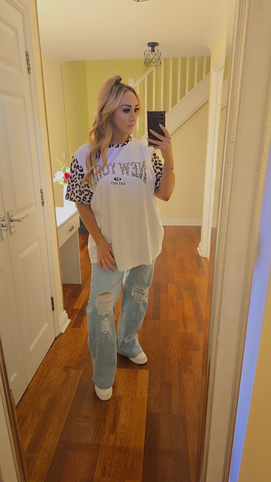 Darcie leopard New York top - White
