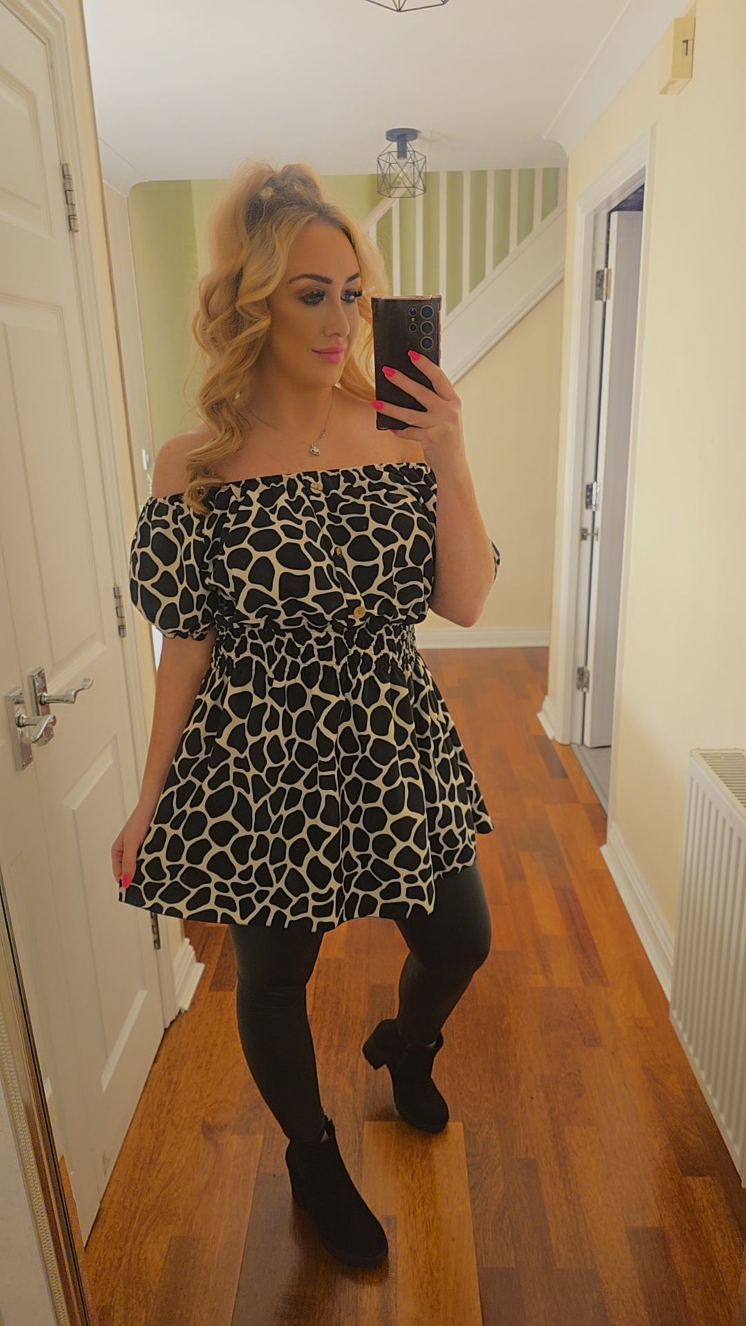 Gracie Top/Dress - Animal print black/white