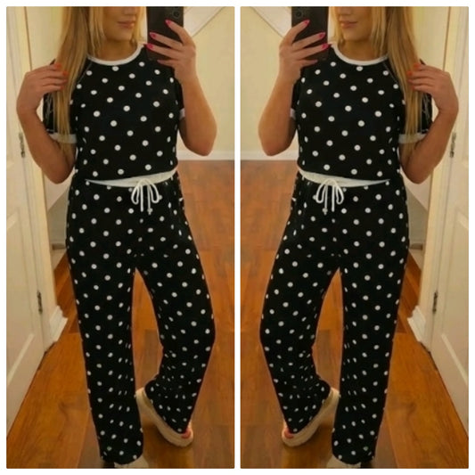 Polka Dot Coord Set - Black