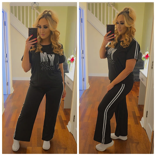 New York Top and Trouser Set - Black