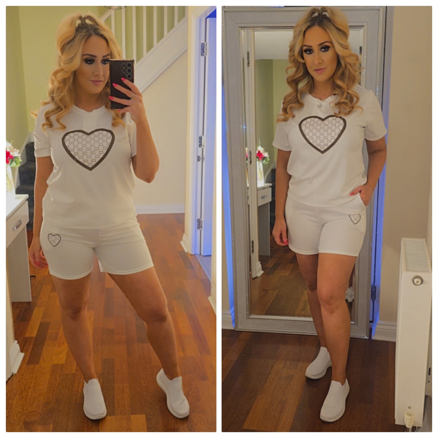 Tara Heart Top and Short Set - White