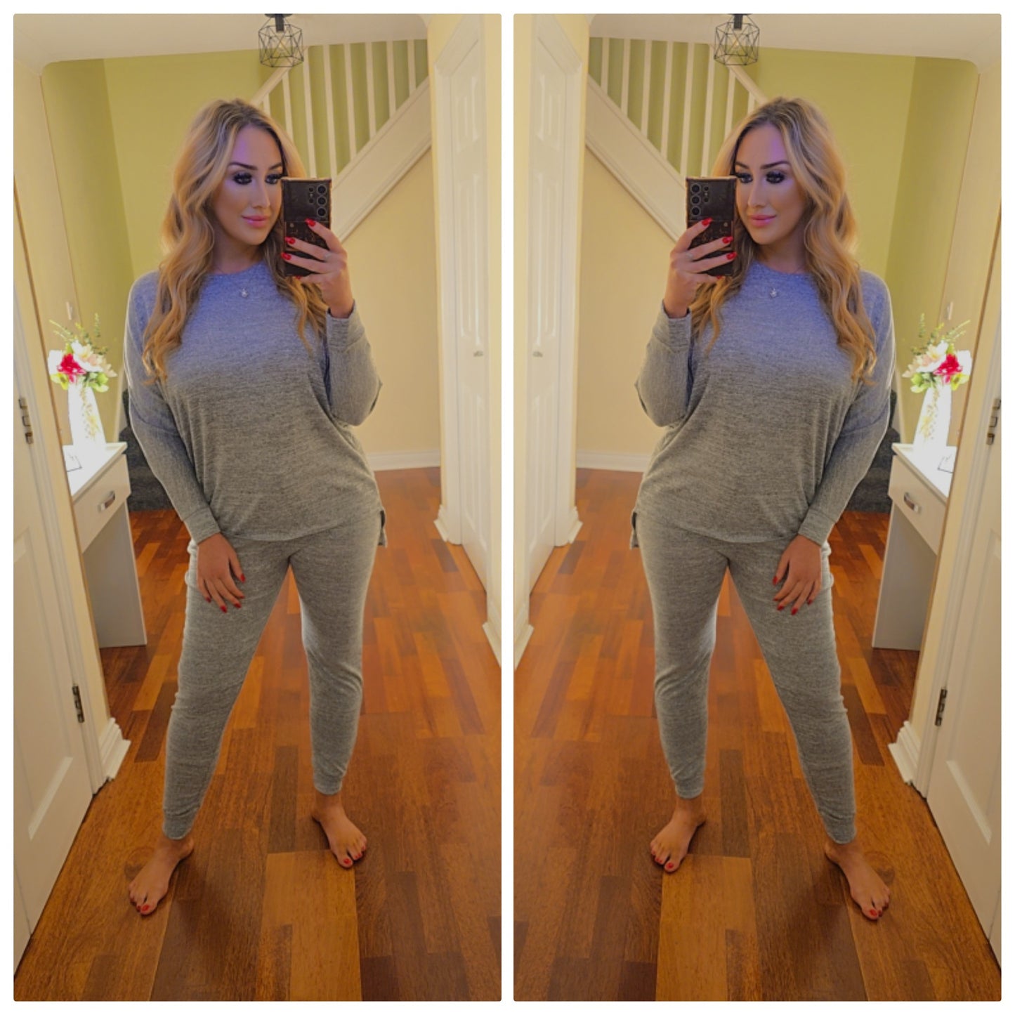 Keira High low lounge set - Light Grey
