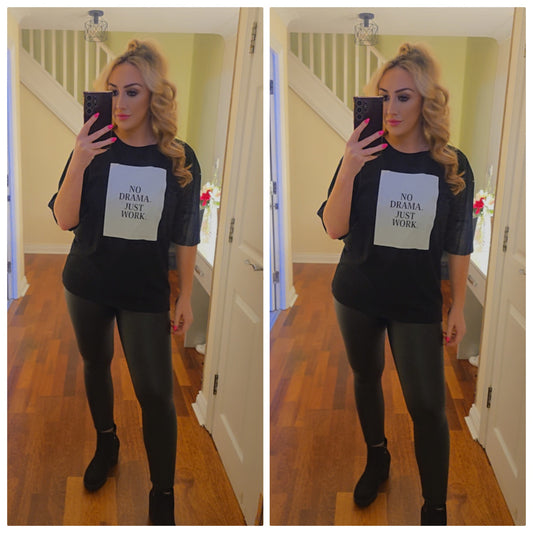 No Drama Just Work Top - Black