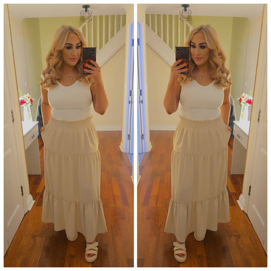 Harlow Maxi Skirt - Beige