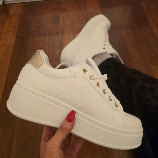 Brogan platform trainers - White/Gold