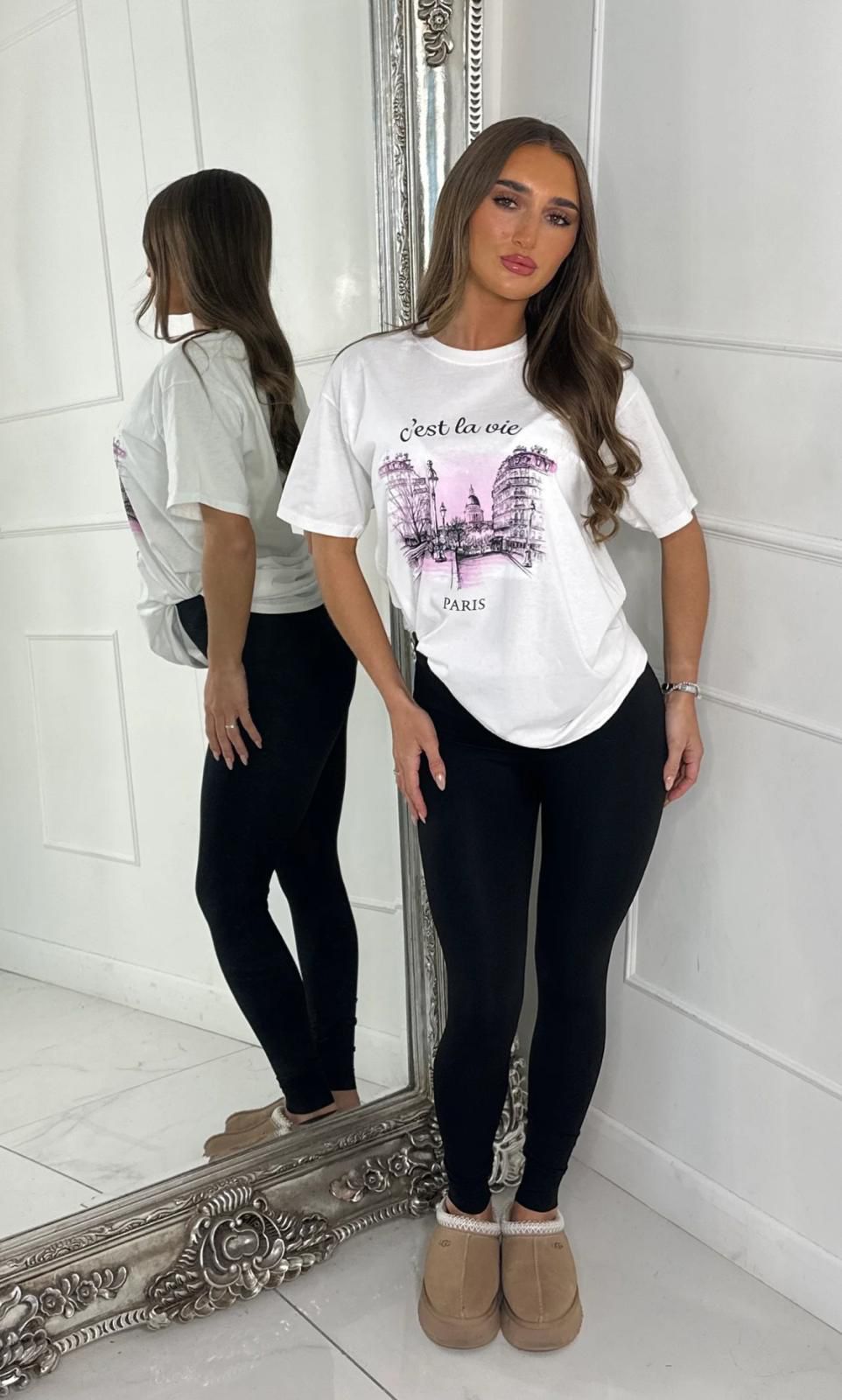 C'est la Vie print oversized top - 2 Colours