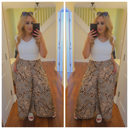 Wide leg trousers - Tiger Print