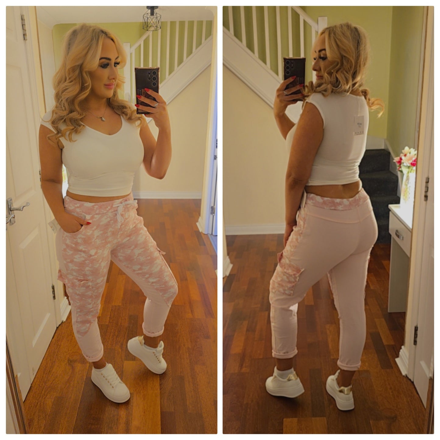 Camo Magic Trousers - Baby pink