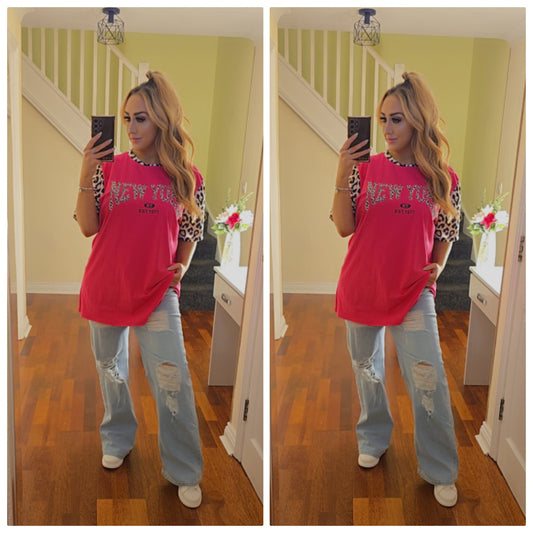 Darcie leopard New York top - Fuchsia