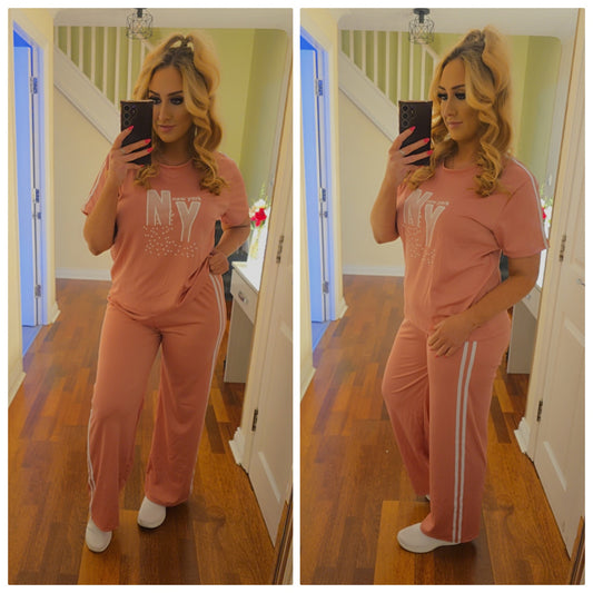 New York Top and Trouser Set - Pink