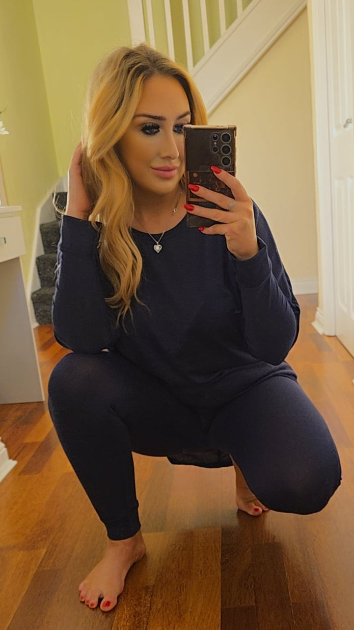 Keira High low lounge set - Navy