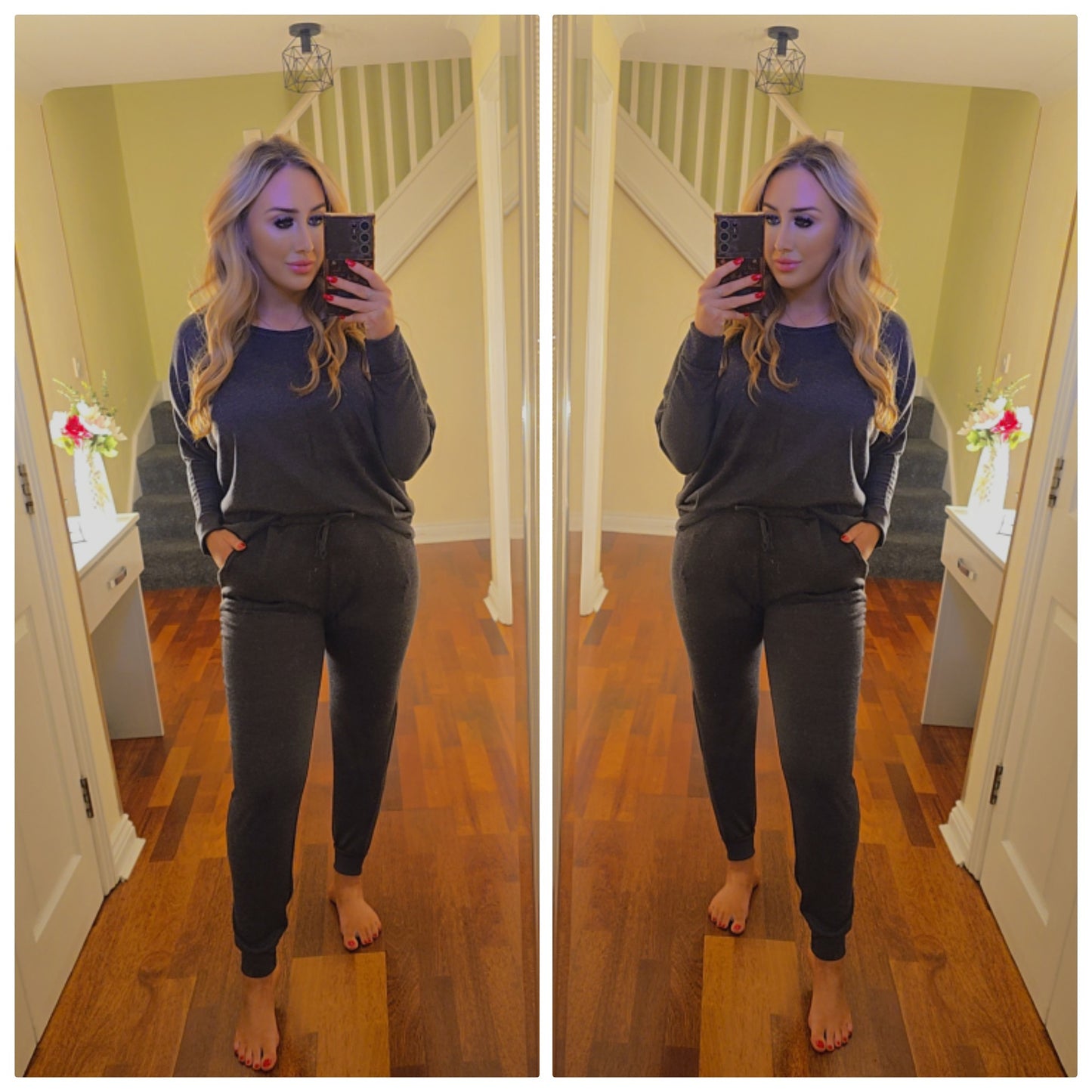 Keira High low lounge set - Charcoal