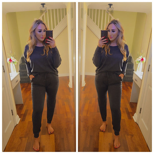 Keira High low lounge set - Charcoal