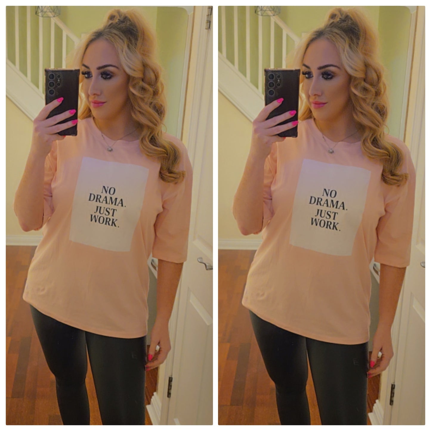 No Drama Just Work Top - Baby pink