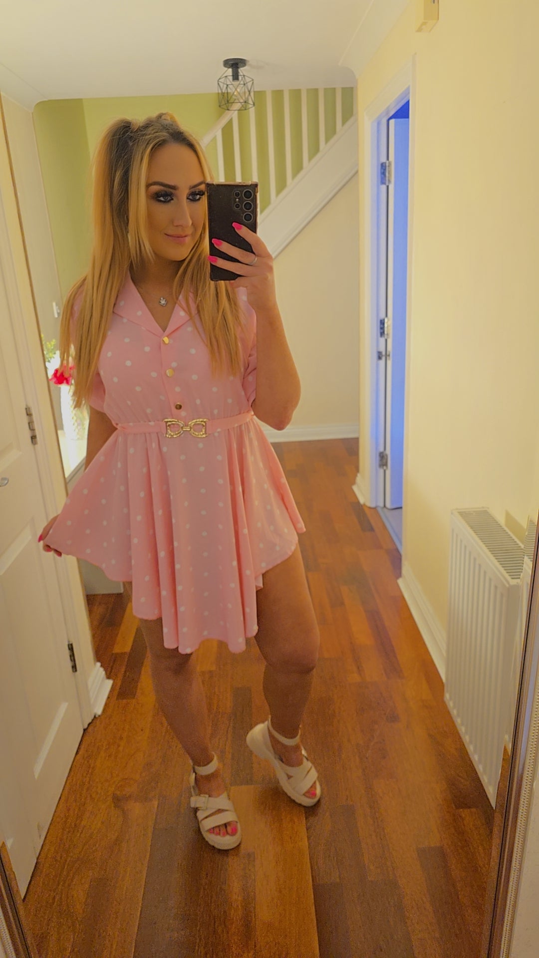 Jasmin Polka Dot Dress - Pink