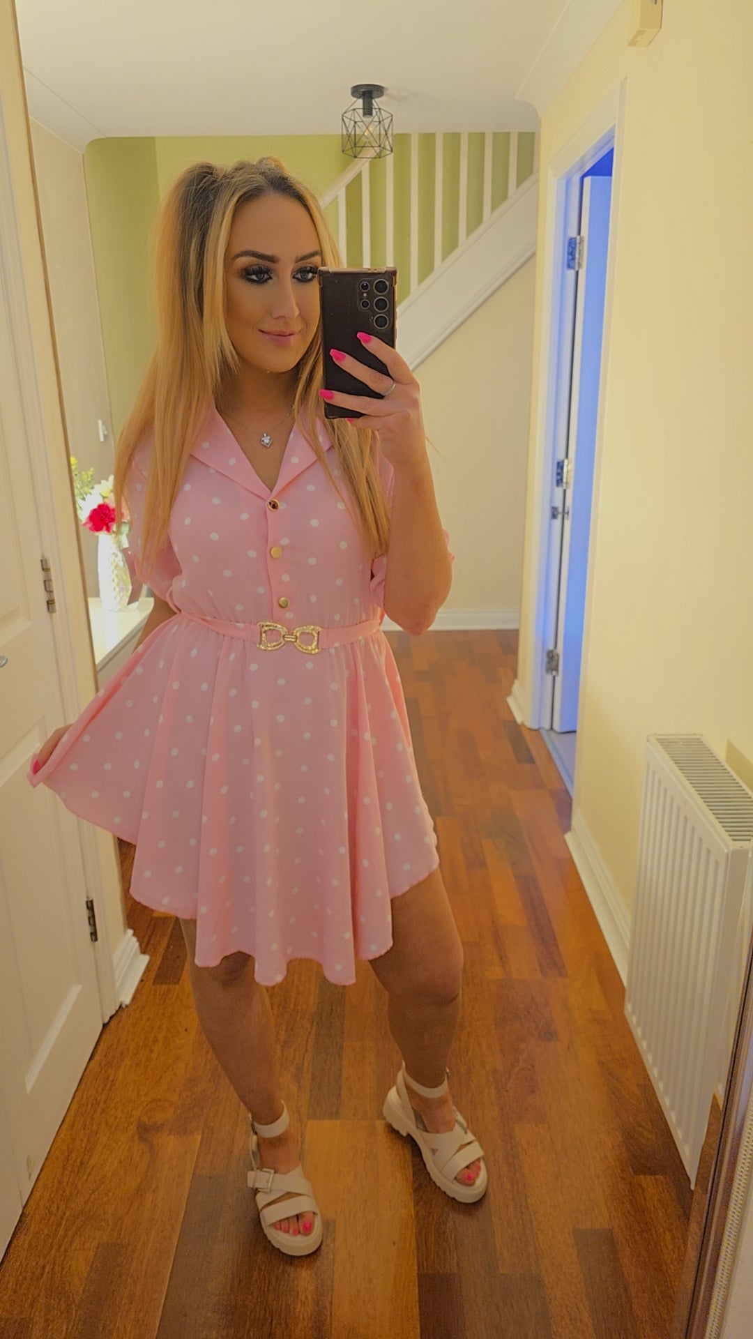 Jasmin Polka Dot Dress - Pink