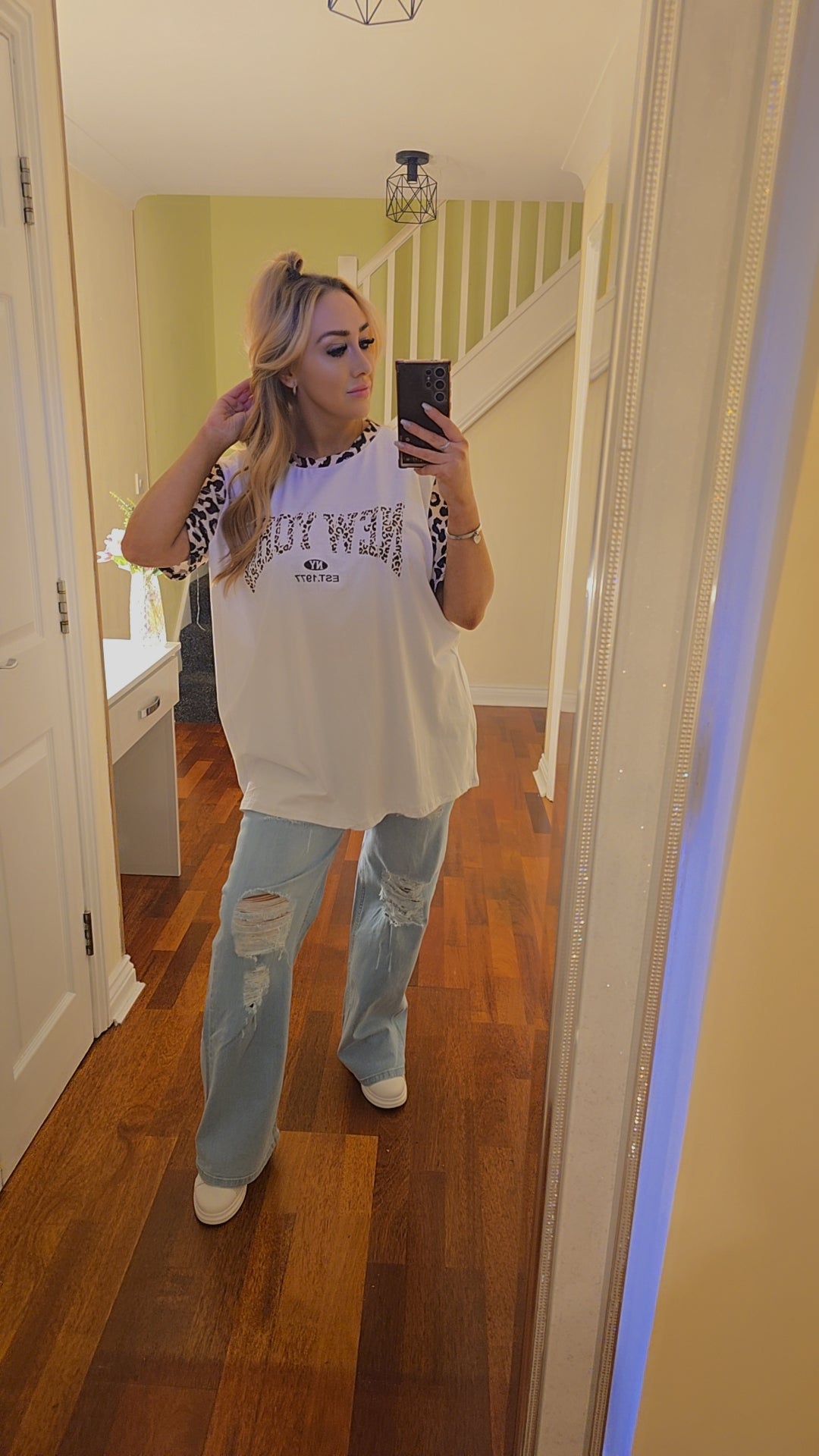 Darcie leopard New York top - White