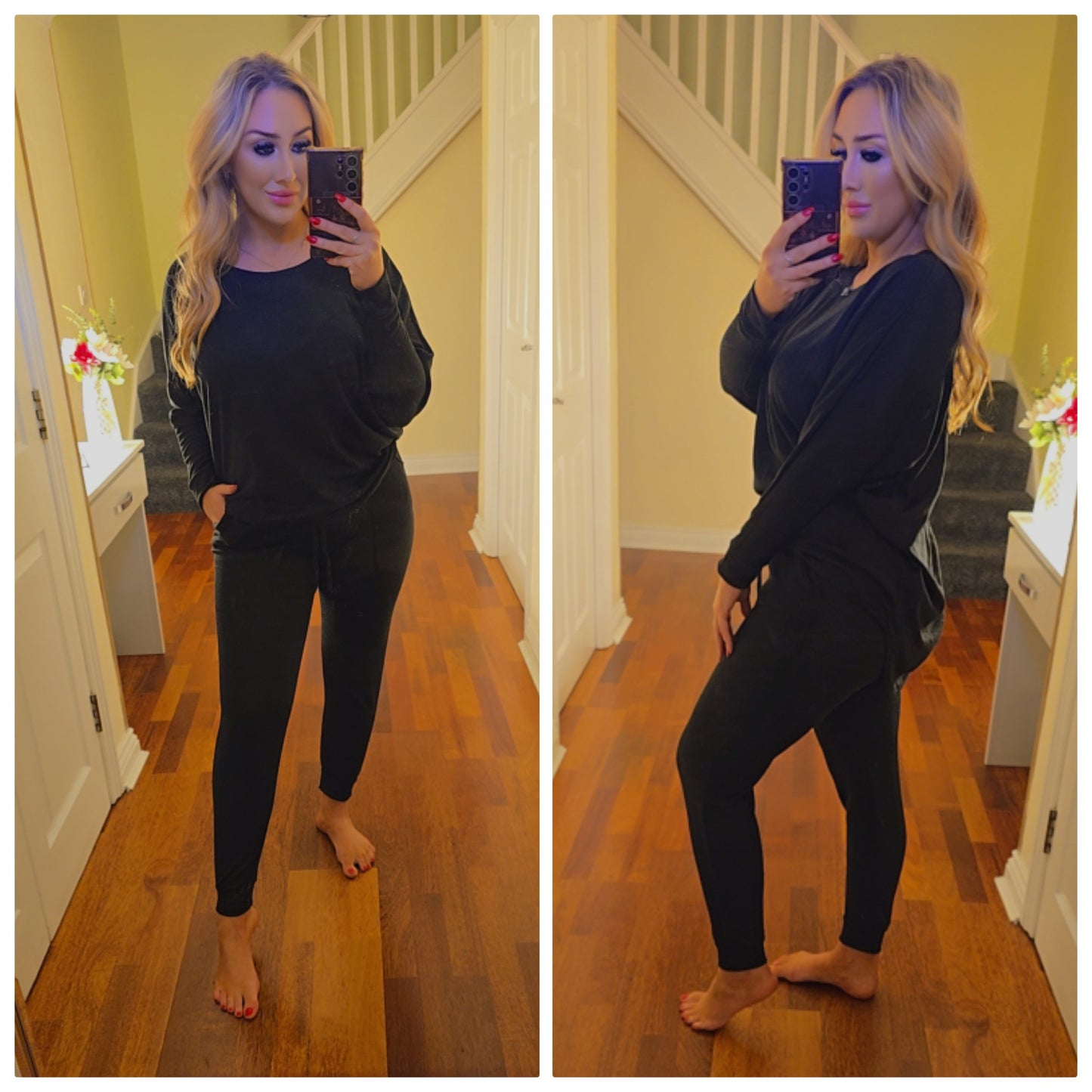 Keira High low lounge set - Black