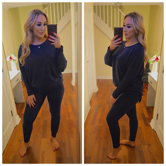 Keira High low lounge set - Navy