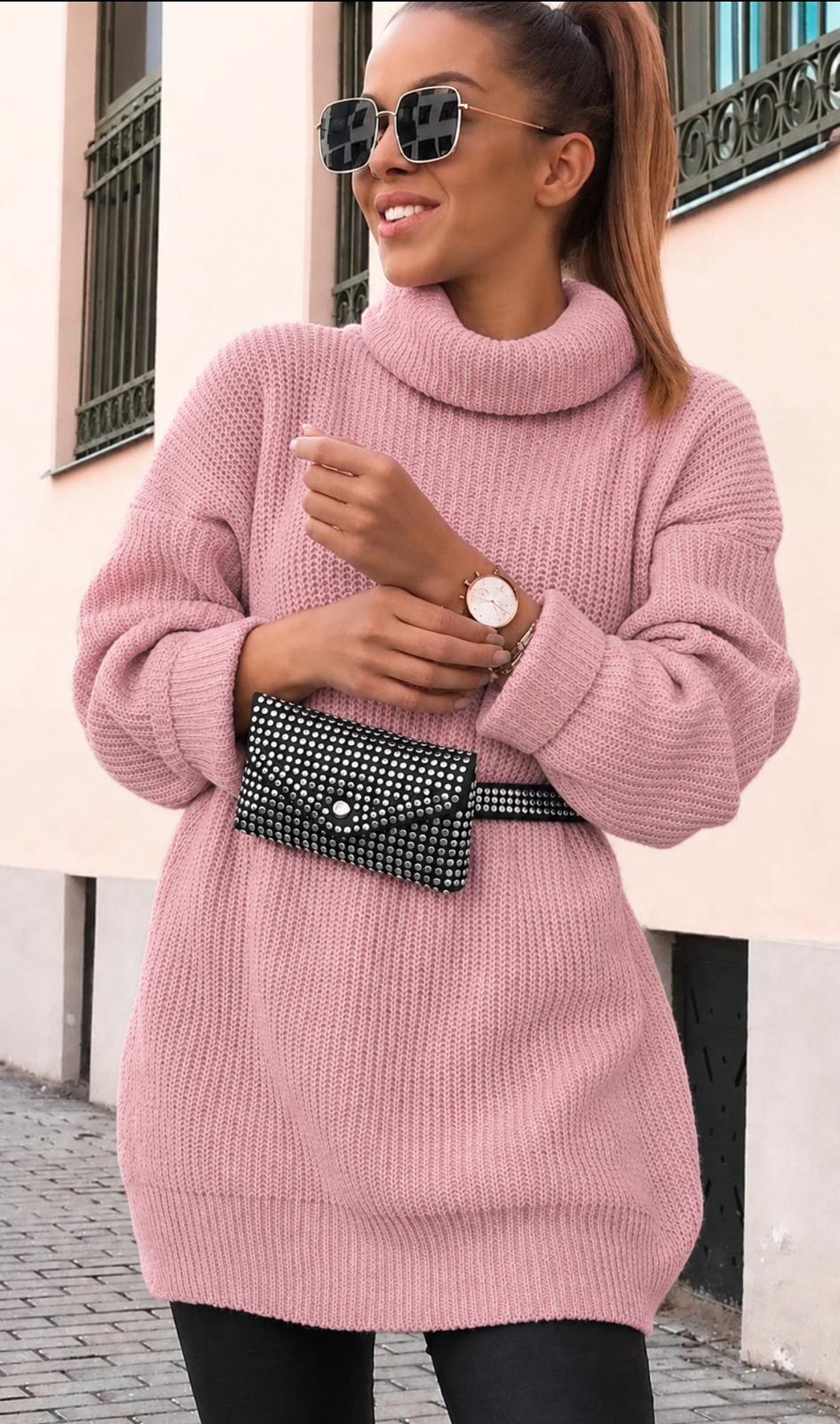 Roll Neck oversized jumper dress - 14 Colours