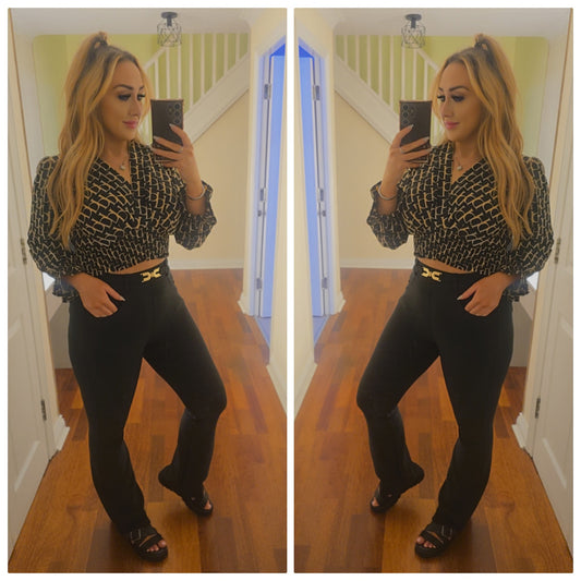 Poppy Crop top - Black/Beige