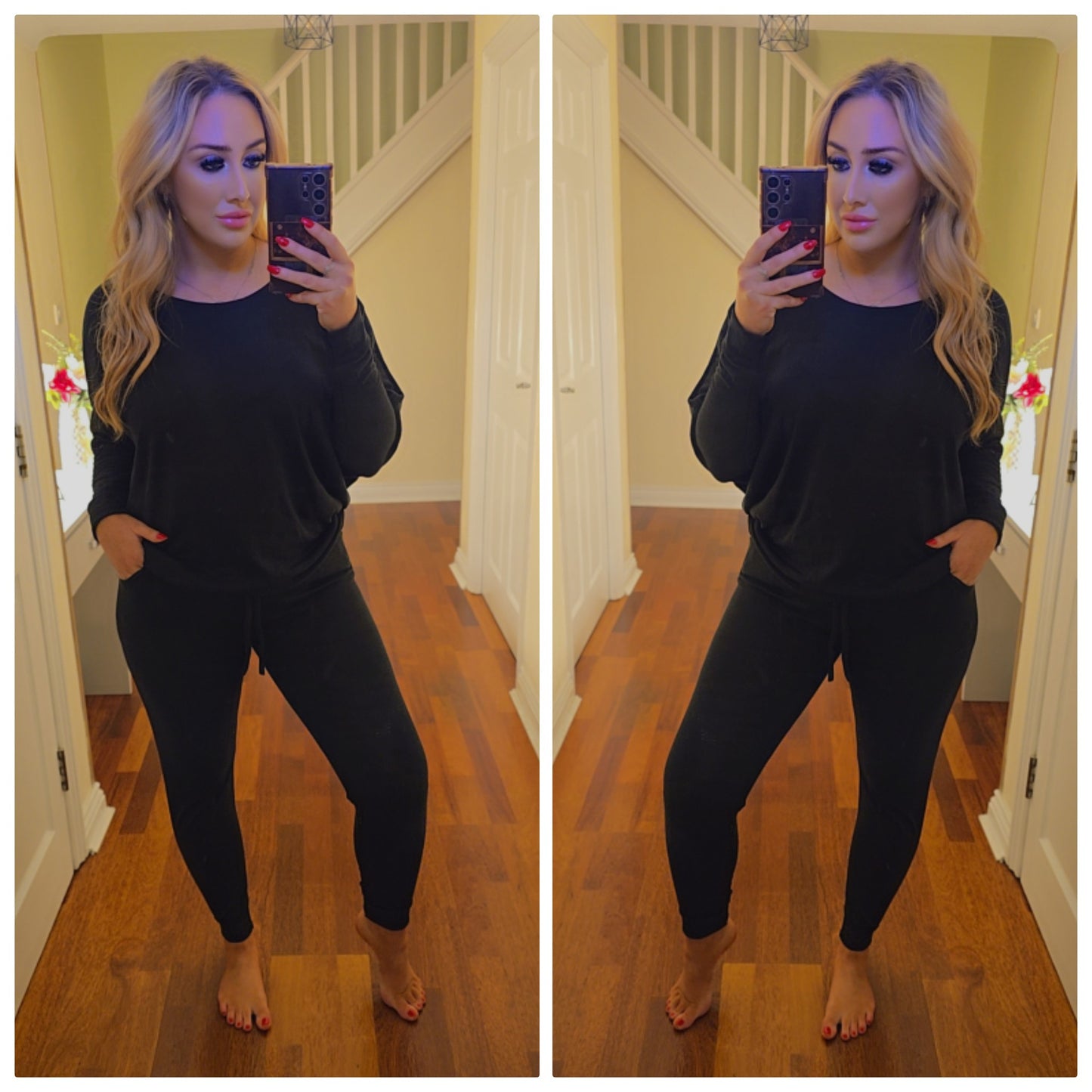 Keira High low lounge set - Black