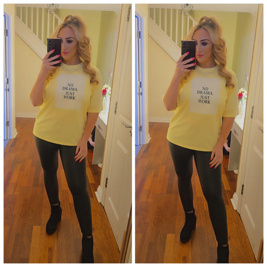No Drama Just Work Top - Yellow