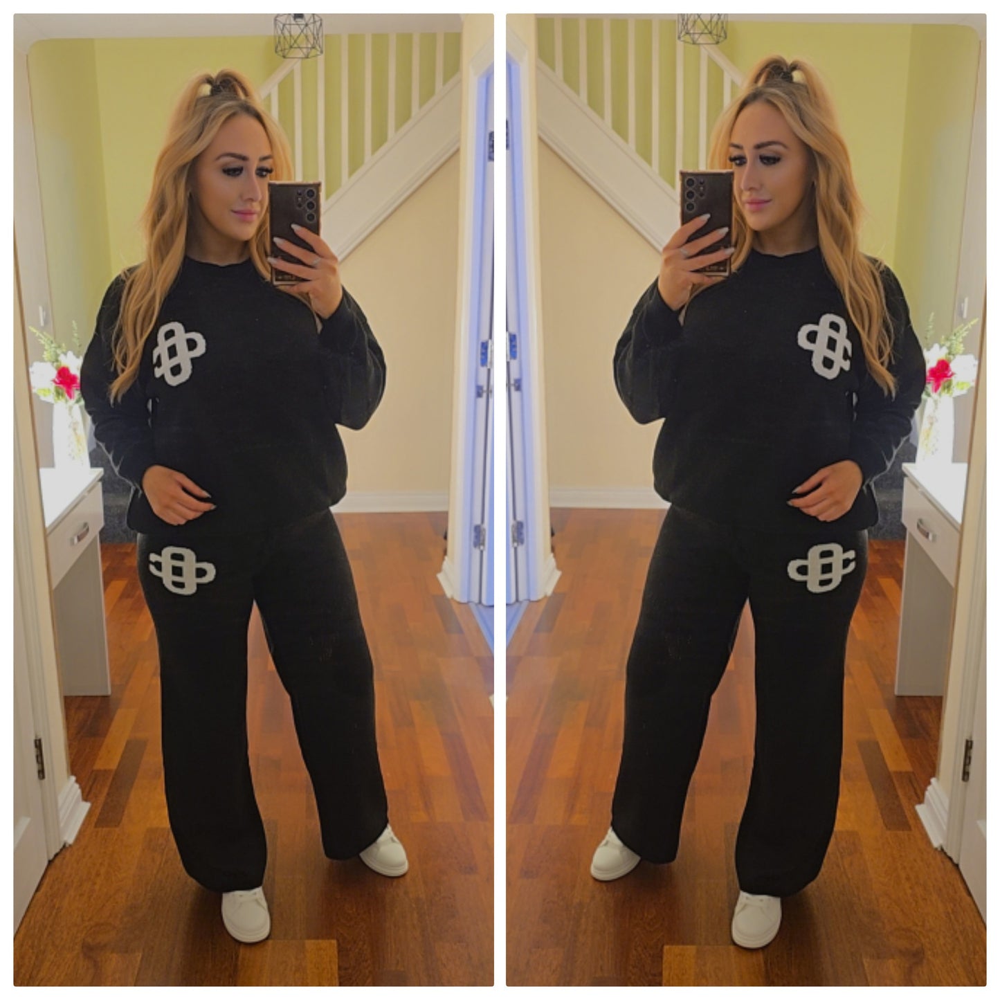 Michaela soft knit tracksuit - Black