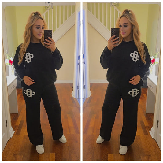 Michaela soft knit tracksuit - Black