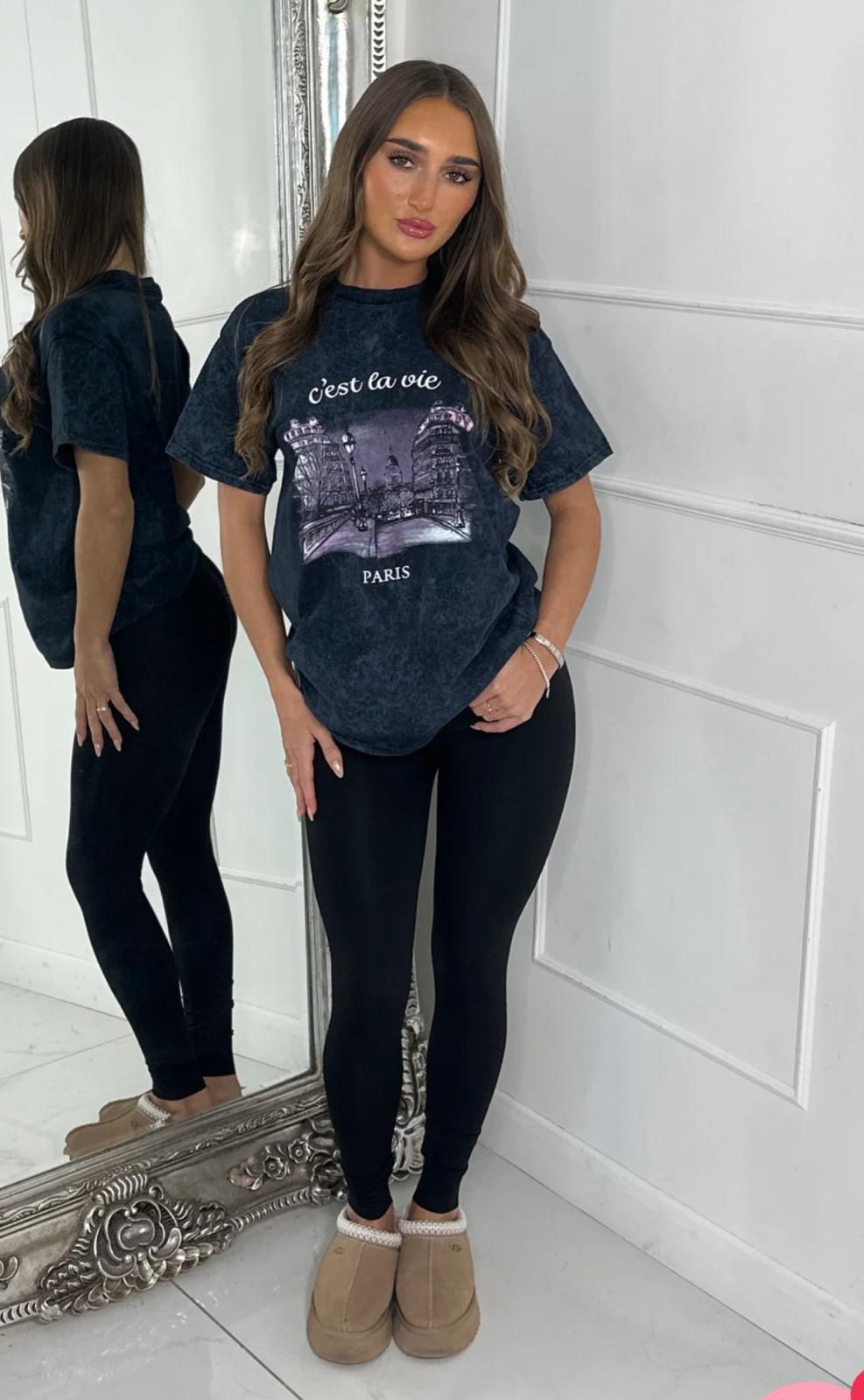 C'est la Vie print oversized top - 2 Colours