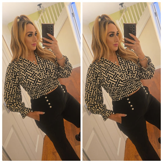 Rachel Crop top - Black/Cream